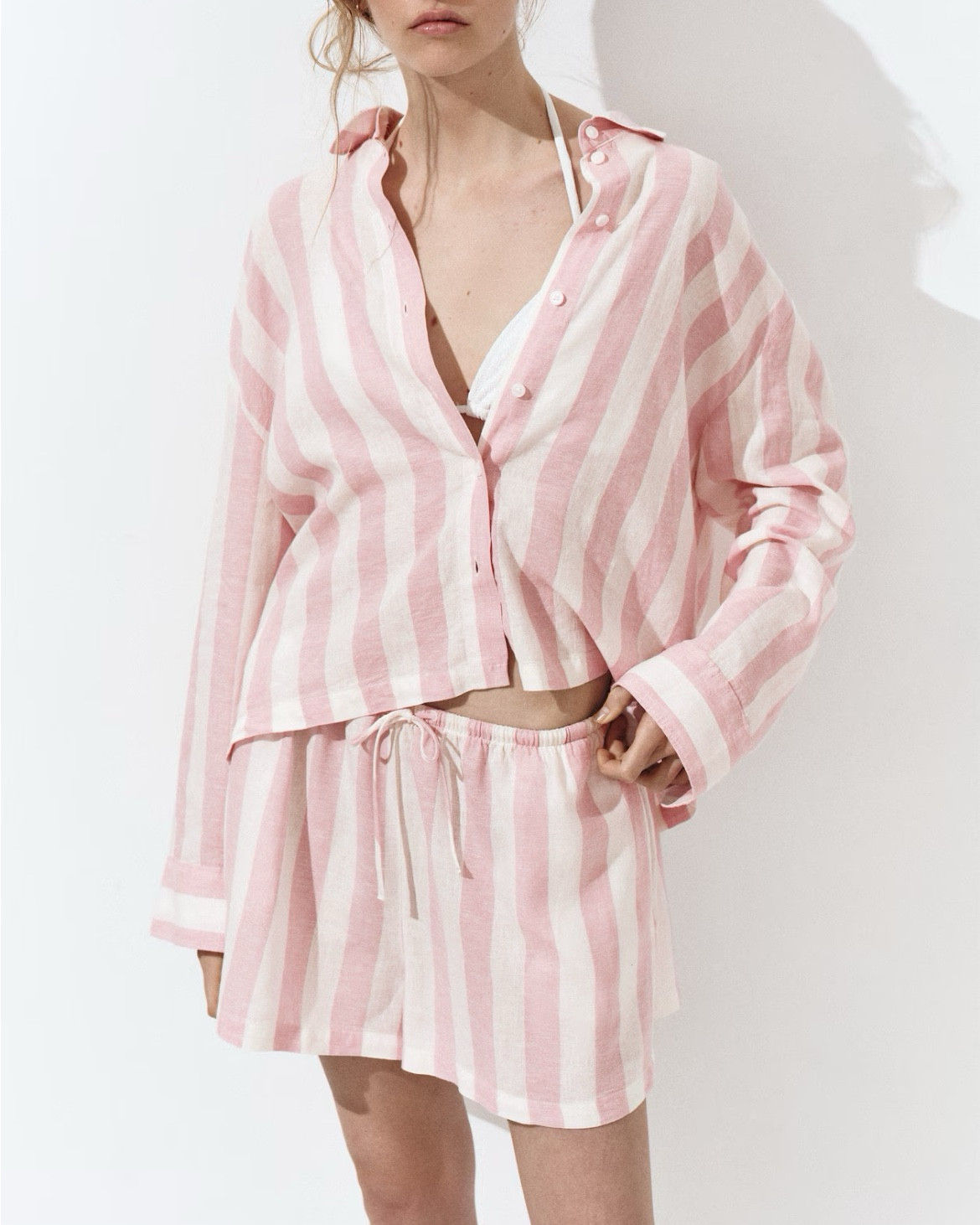 Pink and white stripe shirt and shorts matching set 

#LTKSeasonal