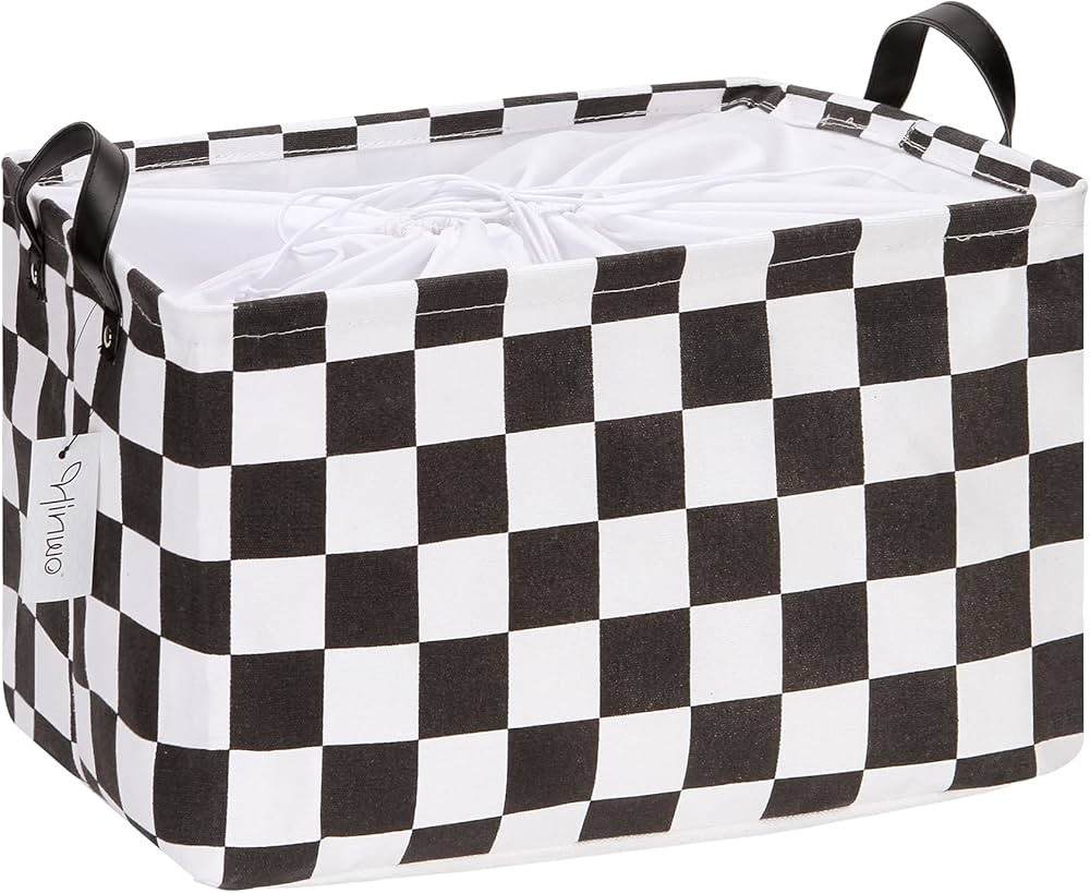 Hinwo Large Canvas Fabric Storage Basket with Handles, 33L/8.6-Gal Rectangle Bin, Collapsible Sto... | Amazon (US)