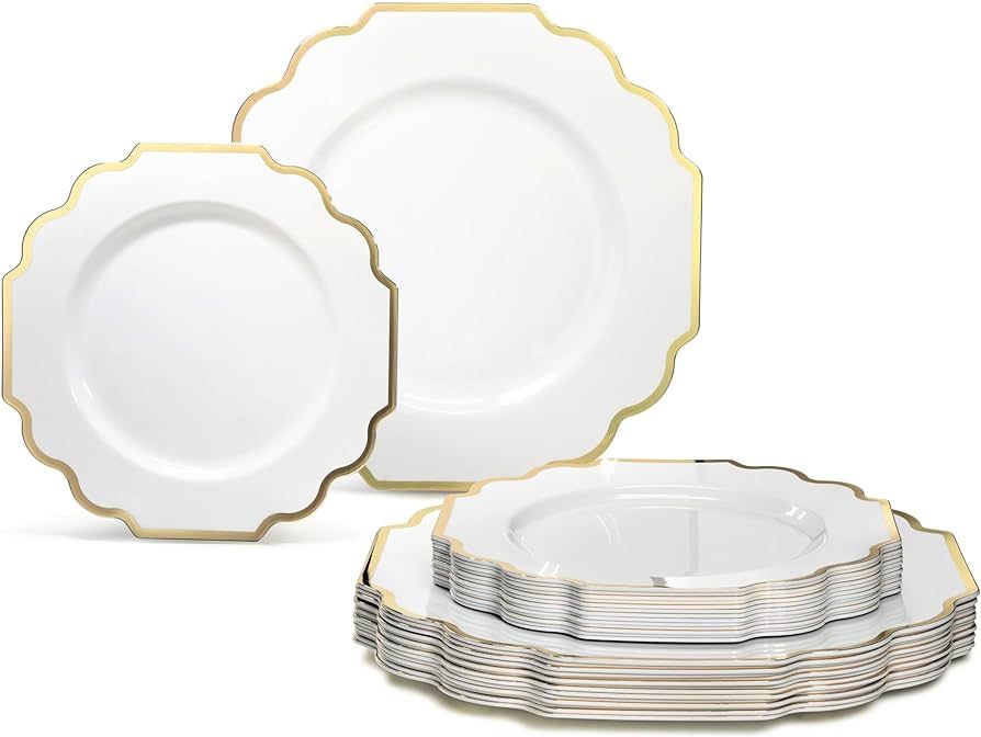 " OCCASIONS " 50 Plates Pack (25 Guests)-Heavyweight Wedding Party Disposable Plastic Plate Set -... | Amazon (US)