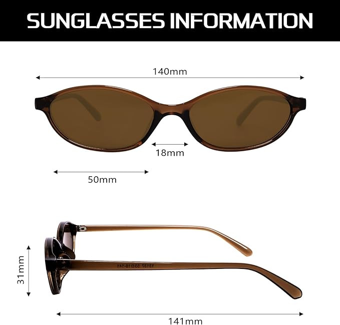 Retro Oval Sunglasses for Women Chic Cat Eye 90s Sunnies Lightweight Narrow Shades Trendy UV prot... | Amazon (US)