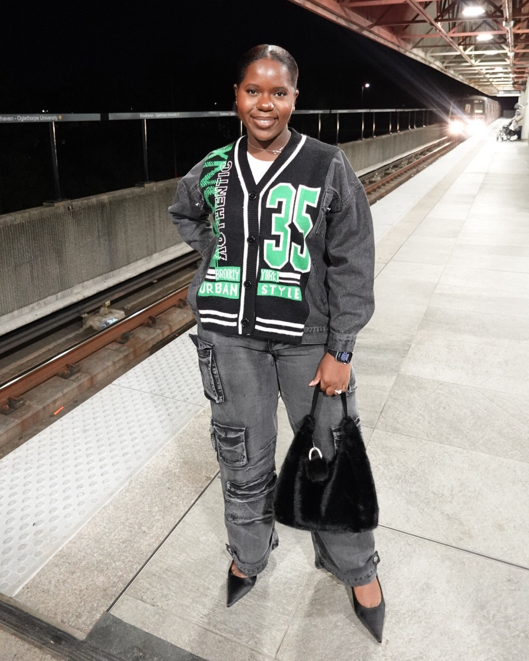 Basketball game nights are always better with my sister 🖤🏀 Nothing beats cheering from the stands, soaking in the energy, and turning it into a little outfit moment. I went for a look that’s comfortable enough for game night but still stylish enough to feel put together. This jacket is exactly that perfect in between sporty with a stylish edge, which is honestly my favorite kind of piece. Easy to throw on, effortless to style, and it pulls the whole look together without trying too hard. Linking everything here so you can recreate the vibe for your next casual night out or game day plans!

#LTKU #LTKootd #LTKgrwm