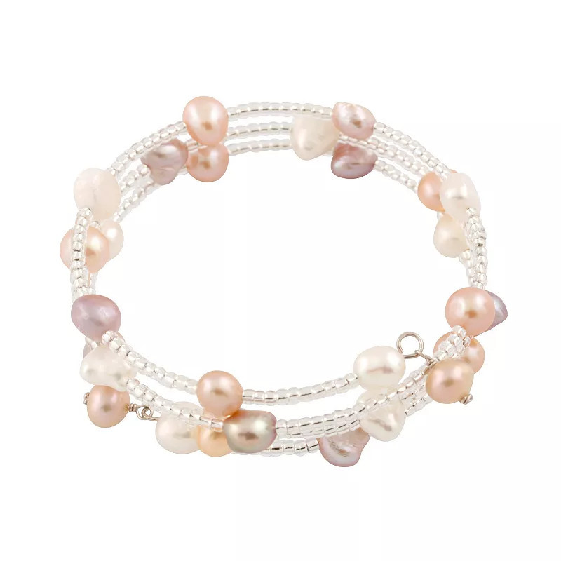Womens Splendid Pearls Triple Row Adjustable Pearl Bangle, Women's, Size: 7.25", Silvertone | Kohl's
