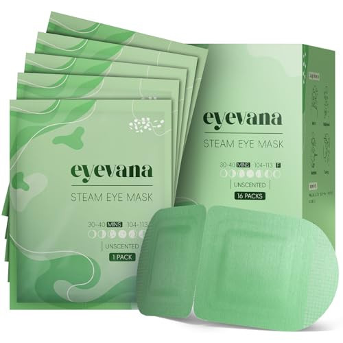 eyevana, 16 Packs Steam Eye Mask, Extra Deep Heat for Dry Eyes, Fast Relief for Irritation, Stye, Puffy Sensitive Eyes and Eye Strain, Disposable Self Heating Warm Compress (Unscented) | Amazon (US)