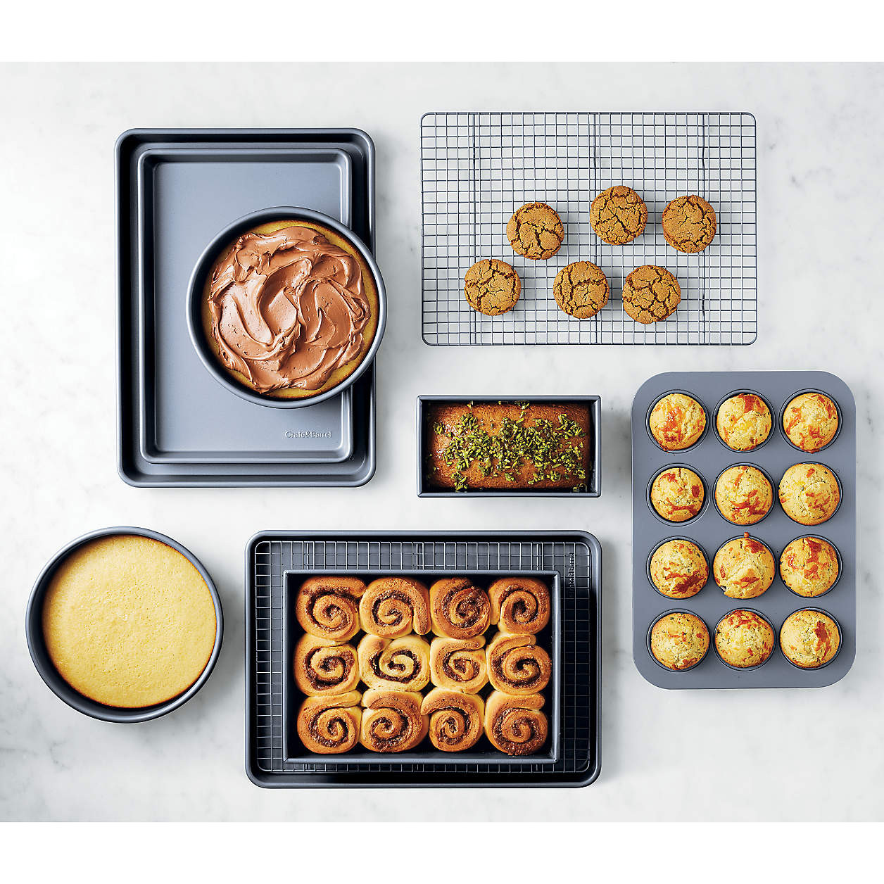 Crate & Barrel Slate Blue 10-Piece Non-Stick Bakeware Set + Reviews | Crate & Barrel | Crate & Barrel