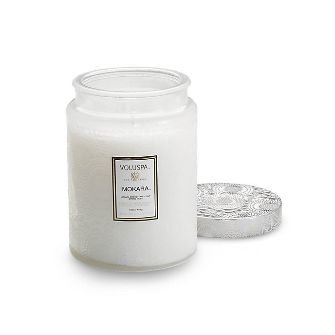 Voluspa Embossed Glass Candle with Coconut Wax & Japanese Art Design | Frontgate