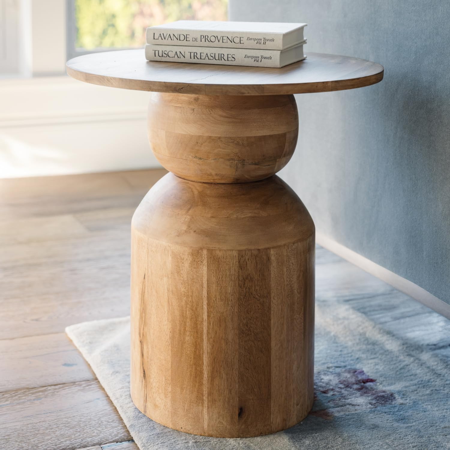 Accent Table, 21-inch Natural Wooden Accent Table, Display Wood Side Table in Living Room or Bedr... | Amazon (US)