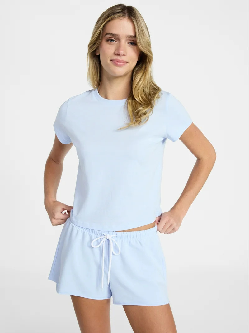 No Boundaries Sleep Tee and Shorts Set, 2-Piece, Women’s XXS-3X | Walmart (US)
