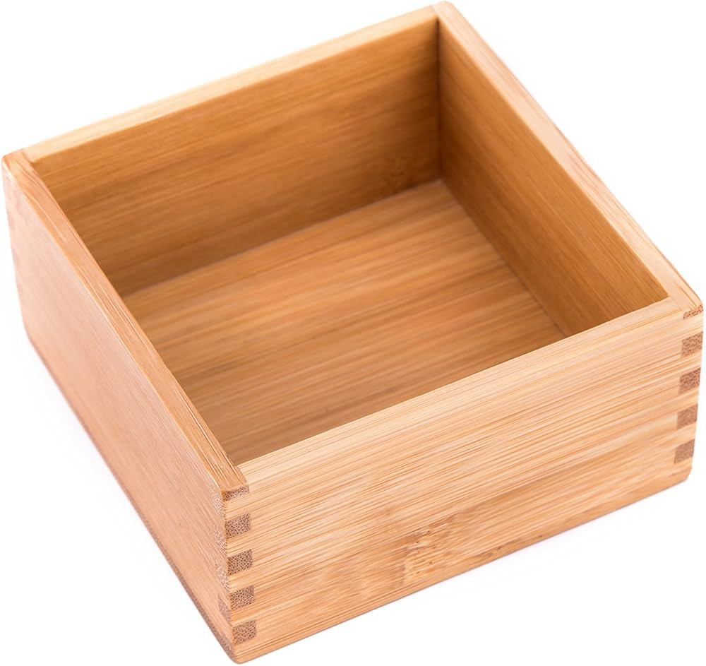 Bamboo Organizer Storage Boxes for Tabletop Bathroom Dresser Organizer Small Boxes, Bamboo 4"*4" | Amazon (US)