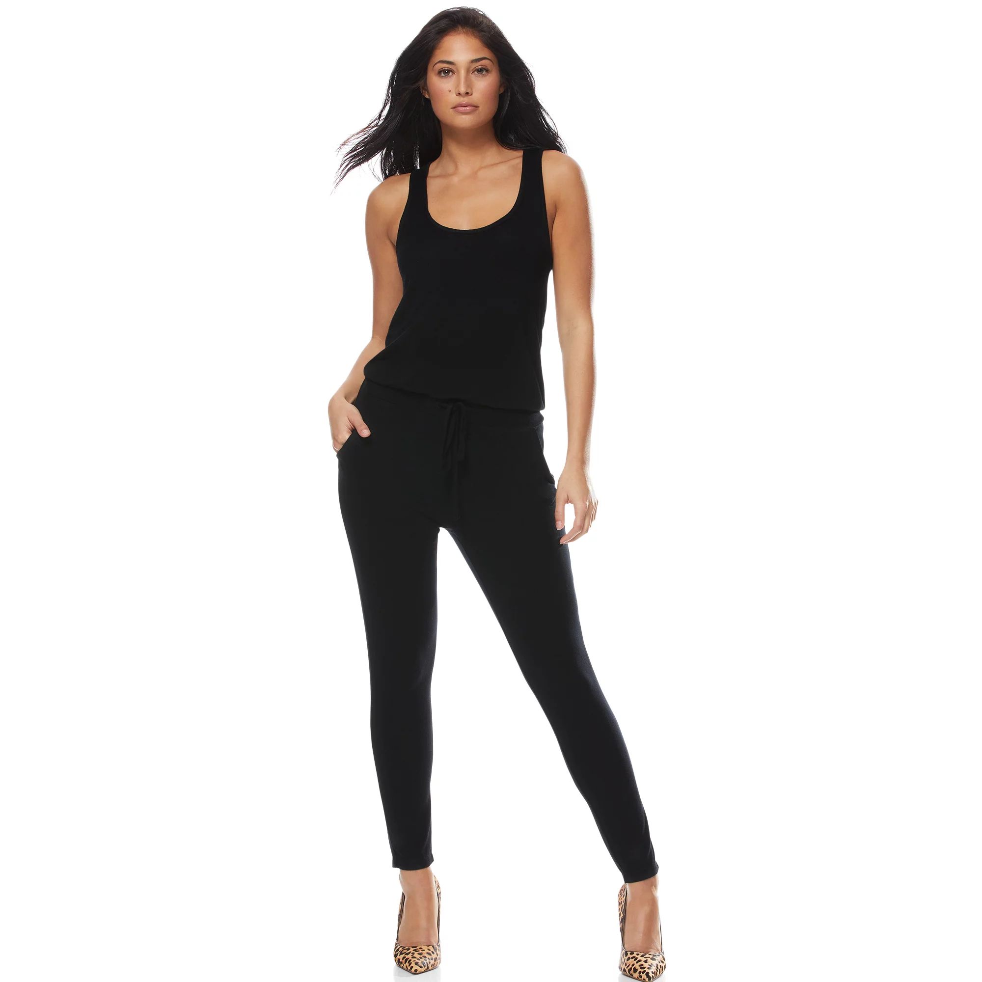 Sofia Jeans by Sofia Vergara Tank Sleeveless Knit Tie-Front Jumpsuit | Walmart (US)