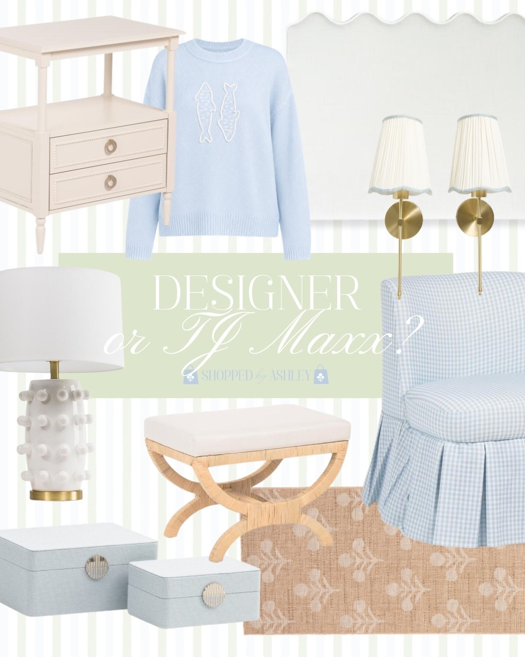 Obsessed with these new arrivals! @TJ Maxx @Marshalls 

Designer look, look for less, gingham chair, designer style, Grandmillennial home, rattan stool, bubble lamp, scallop sconces, HomeGoods finds, TJ Maxx finds

#LTKHome