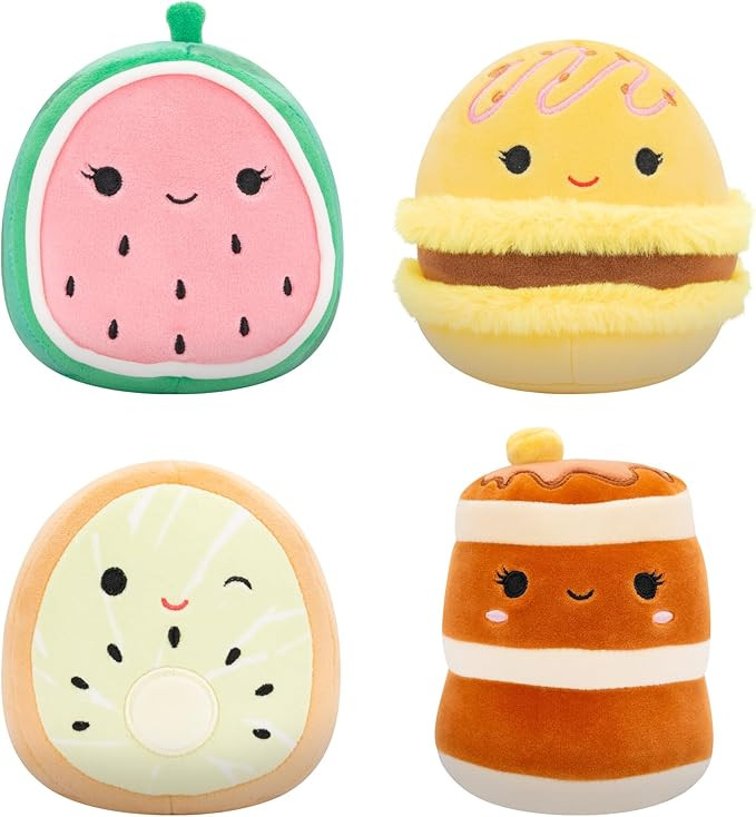 Squishmallows Original 5-Inch Food 4-Pack – Kachina Kiwi, Rayen Pancakes, Visconti Lemon Macaro... | Amazon (US)