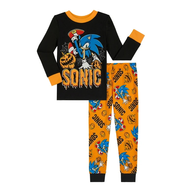 Sonic the Hedgehog Boys Halloween Snug Fit Long Sleeve Top and Sleep Pants Pajama Set, 2-Piece, S... | Walmart (US)