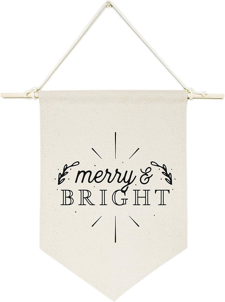 The Cotton & Canvas Co. Merry and Bright Hanging Wall Canvas Banner, Christmas, Holiday and Festi... | Amazon (US)