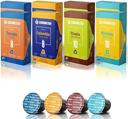 Gourmesso Espresso Forte Bundle - 80 Coffee Capsules works with Nespresso Machines 100% Fair Trad... | Amazon (US)
