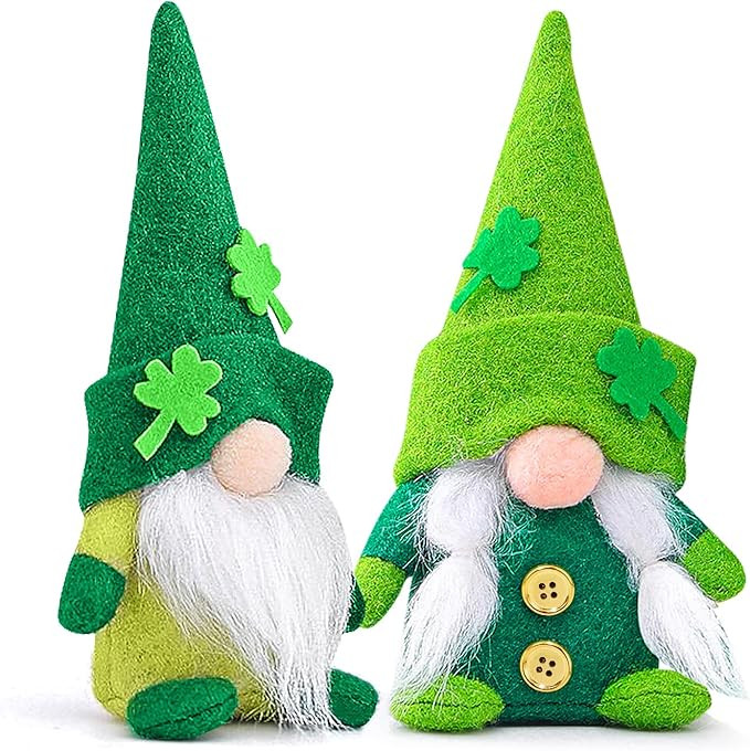 Ndeno Set of 2 St.Patrick's Day Gnome Tomte Irish Leprechaun Gnome Nisse Plush Green Saint Paddy'... | Amazon (US)