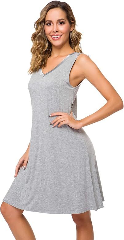 GYS Womens Bamboo Nightgown Sleeveless Soft Nightdress | Amazon (US)