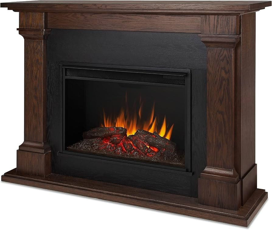 Real Flame Callaway 63" Grand Electric Fireplace with Mantel in Chestnut Oak, Free-Standing Overs... | Amazon (US)