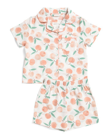 Infant Girls 2pc Peaches Poplin Pajama Set | TJ Maxx
