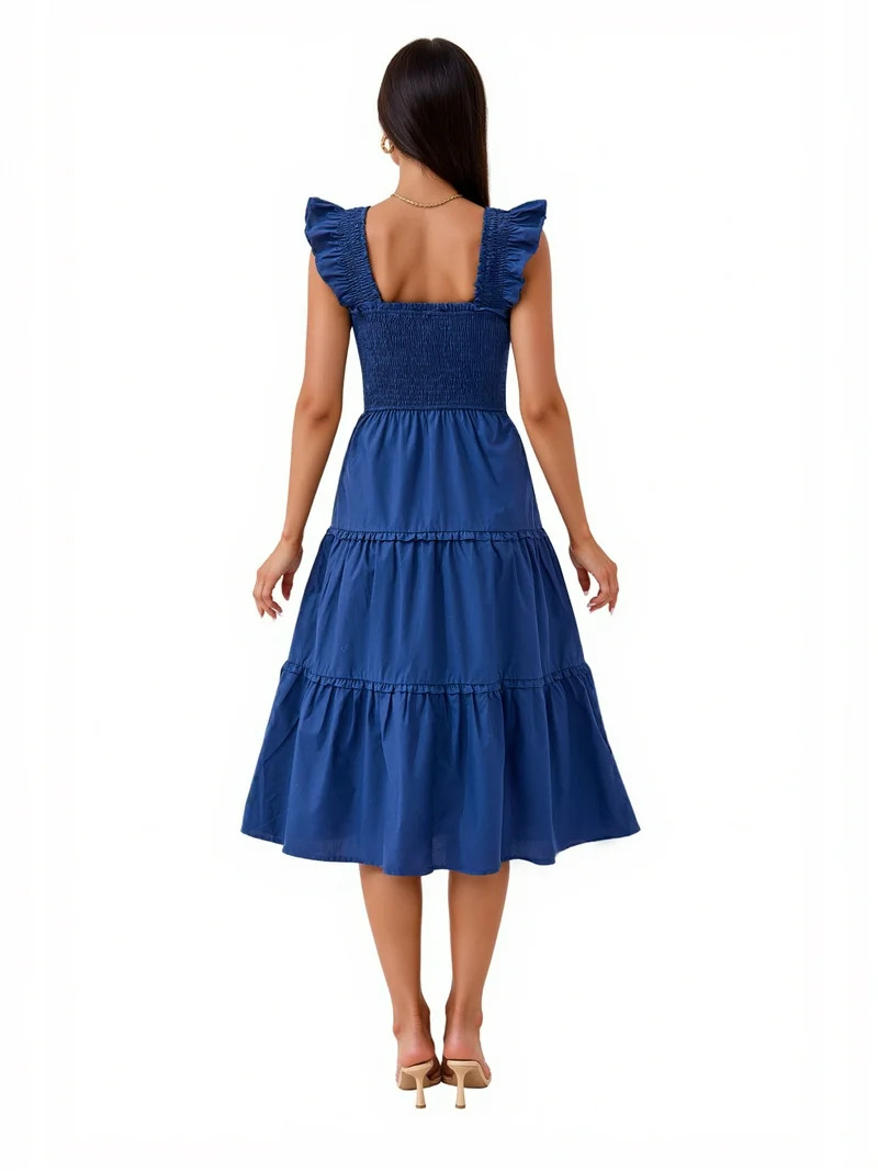 PRETTYGARDEN Women's Midi Flutter Sleeve Dress, Sizes S-XXL | Walmart (US)