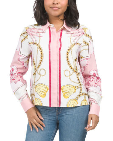 Long Sleeve Drop Shoulder Satin Shirt With Hi-lo Hem | TJ Maxx