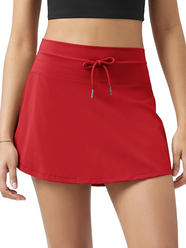 ODODOS Women's Drawstring Tie Skirts Built-in Shorts Athletic Golf Tennis Skorts with Ball Pocket | Amazon (US)