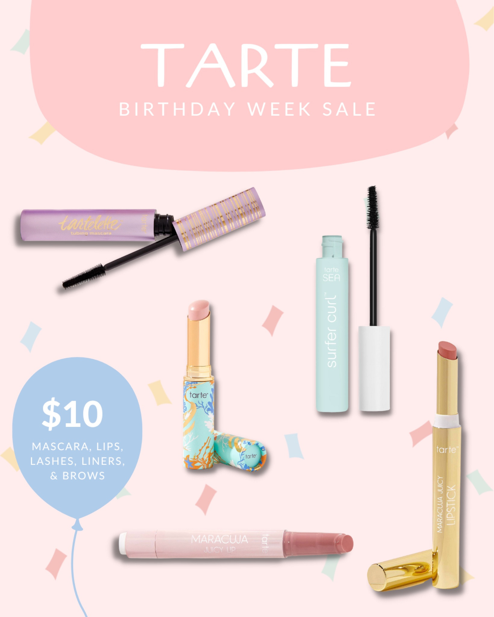 $10 deals to celebrate @tartecosmetics birthday! Mascaras, lip products, liners, lashes, and brows. Plus, use my 15% off code for everything else - LAURENEBOWN15 

#LTKbeauty