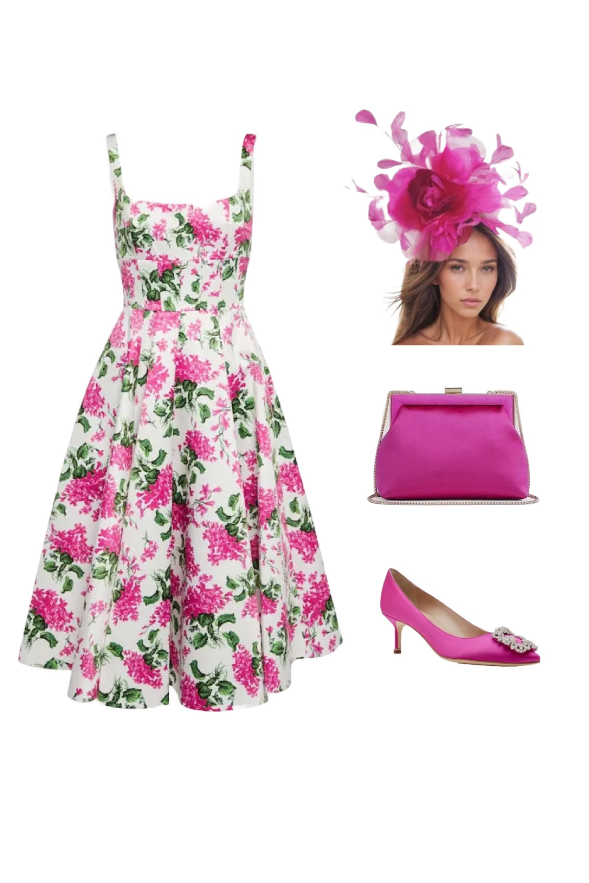 Pink Wednesday Glamour! British designer Emilia Wickstead always nails this 1950s shape and this pink floral print Mona dress (SALE alert!) is one of the most striking dresses I’ve seen this season. Partner with a statement floral fascinator, the Magenta Connie Satin occasion bag clutch by LK Bennett (also on sale - 1 left at Selfridge’s so catch it before it sells out!) and these iconic Manolo Blanhnik fuscia satin buckle detail shoes! Perfect for Salon Privé Style Friday, a wedding guest look or day at the races!

#LTKluxury #LTKuk #LTKsummer