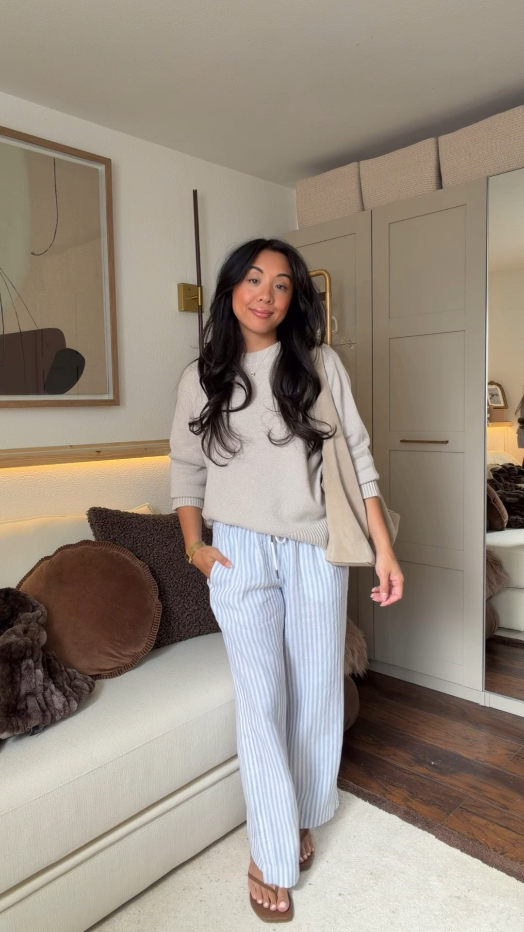 GRWM with these spring staples from @Quince! Wearing size S sweater and size S/28” inseam linen pants 🤗 #QuincePartner 

#LTKgrwm #LTKootd #LTKPetite