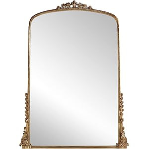 Vintage Exquisite Carved Vanity Mirror Porch Decoration Hanging Mirror French Fireplace Hanging Mirr | Amazon (US)