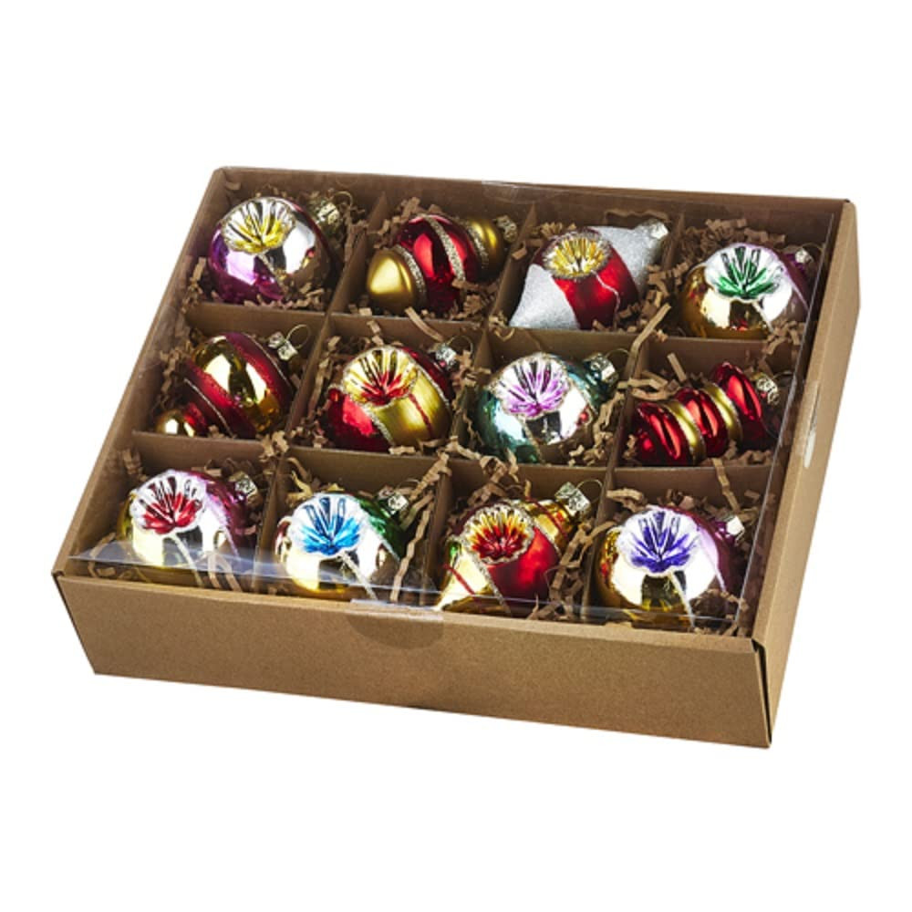 Raz Box of 12 3.25" Bright Vintage Glass Christmas Ornaments 4120894 | Amazon (US)