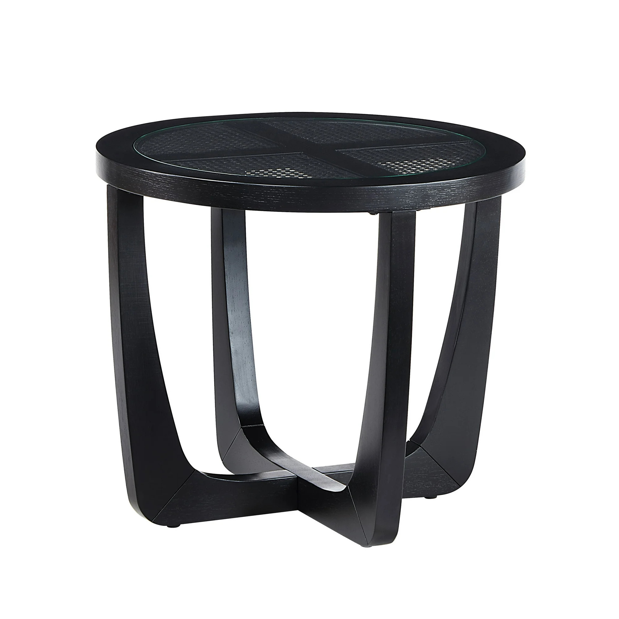Beautiful Rattan & Glass Side Table with Solid Wood Frame by Drew Barrymore, Black Finish | Walmart (US)