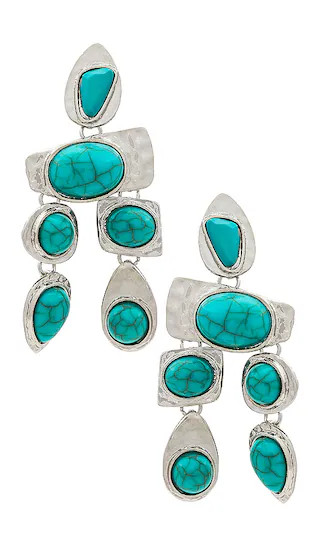 Stone Earrings in Silver Turquoise | Revolve Clothing (Global)