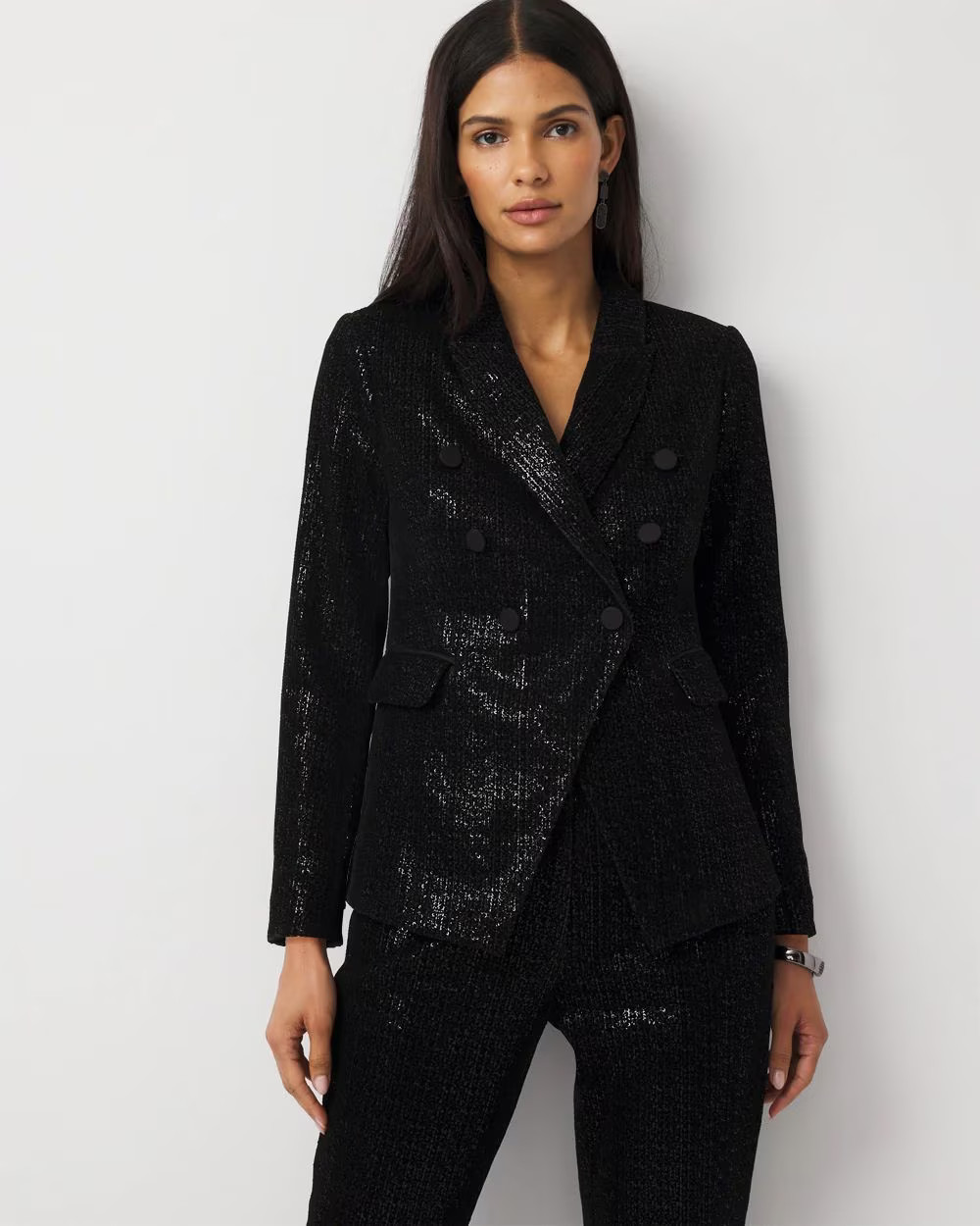 Sequin Velvet Double Breasted Blazer | White House Black Market | White House Black Market