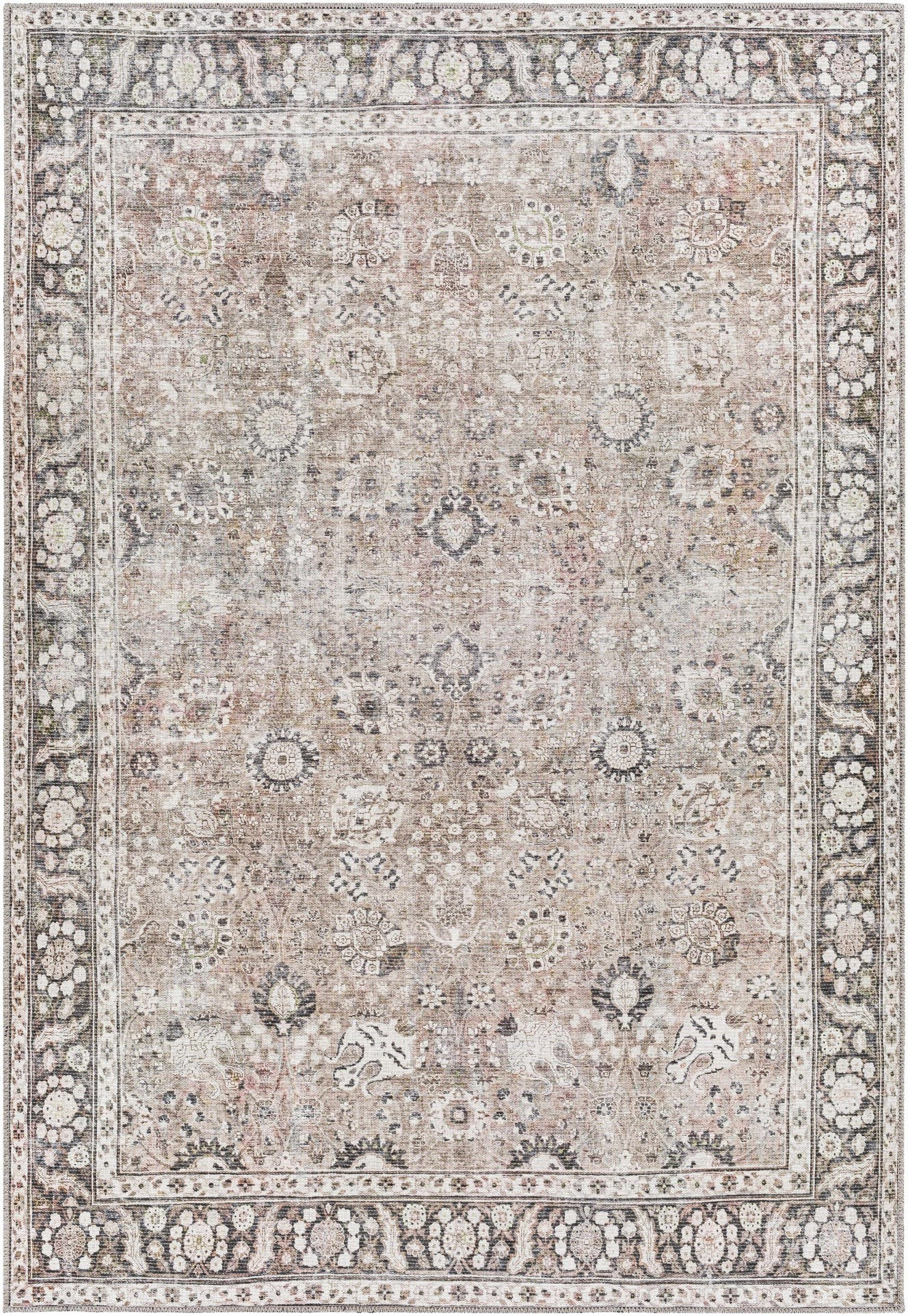 Brown Ganyangan Vintage Washable Area Rug | Boutique Rugs