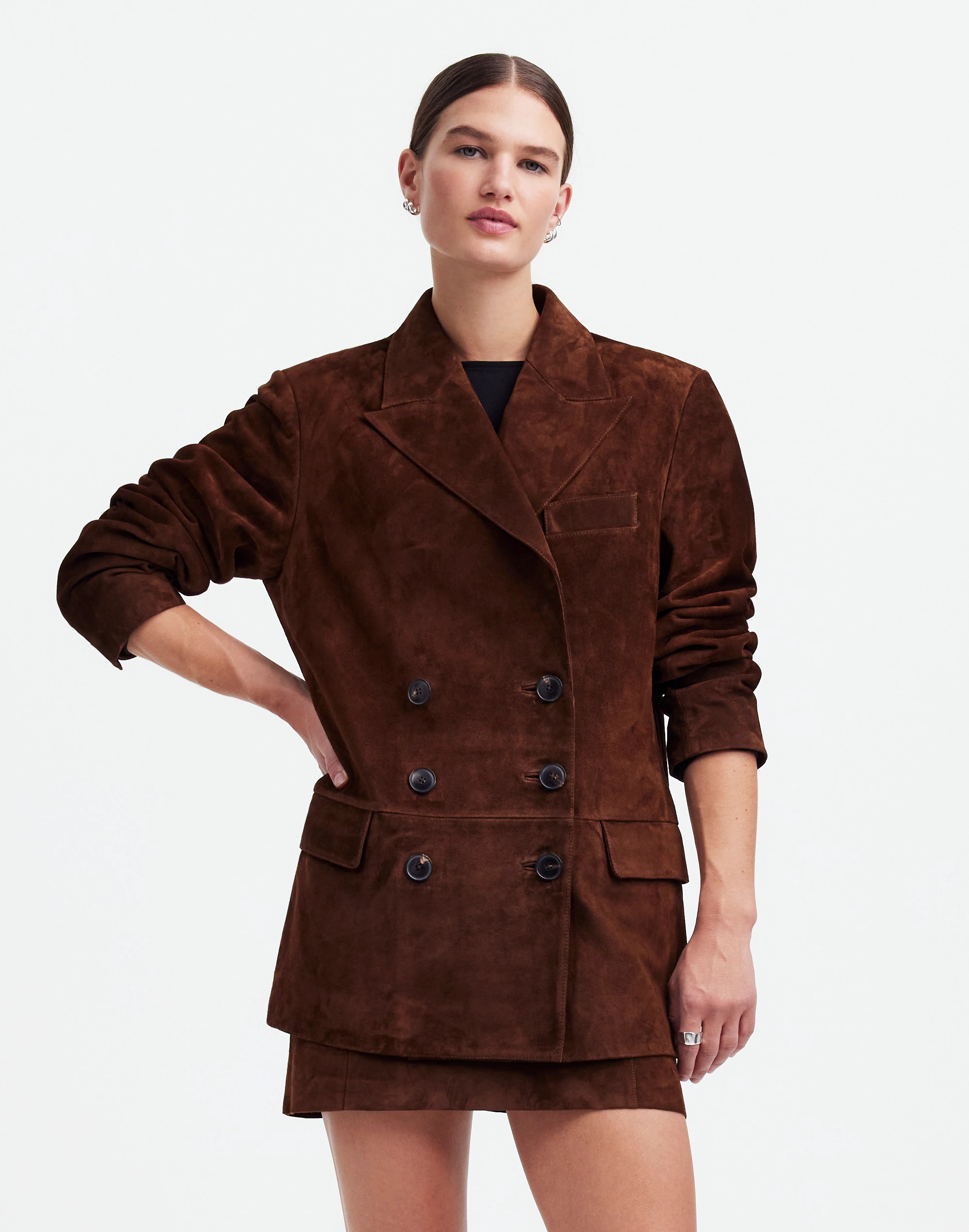 Alexa Chung for Madewell Double-Breasted Blazer in Suede | Madewell