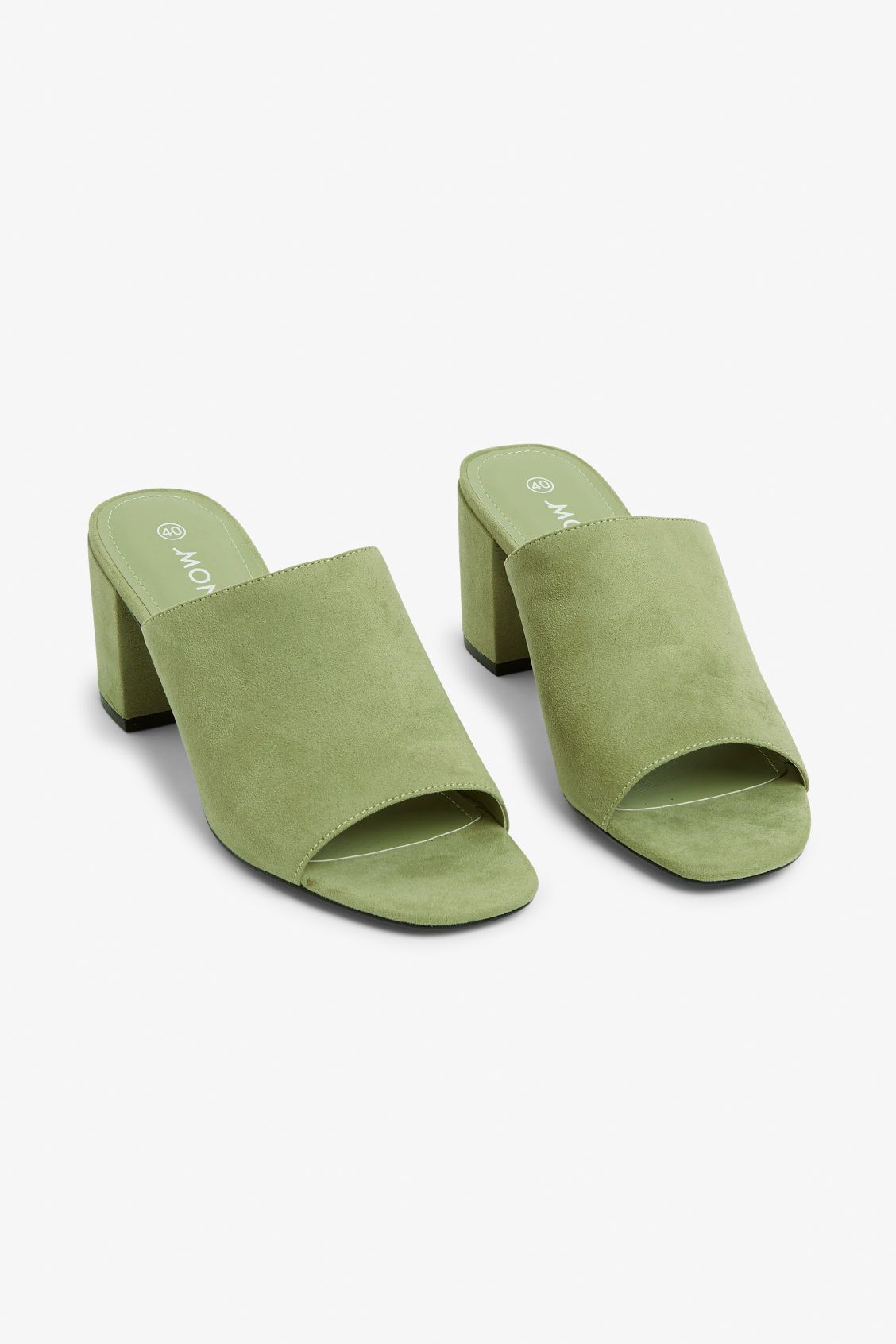 Faux suede mule sandals - Martini olive - Shoes - Monki DE | Monki