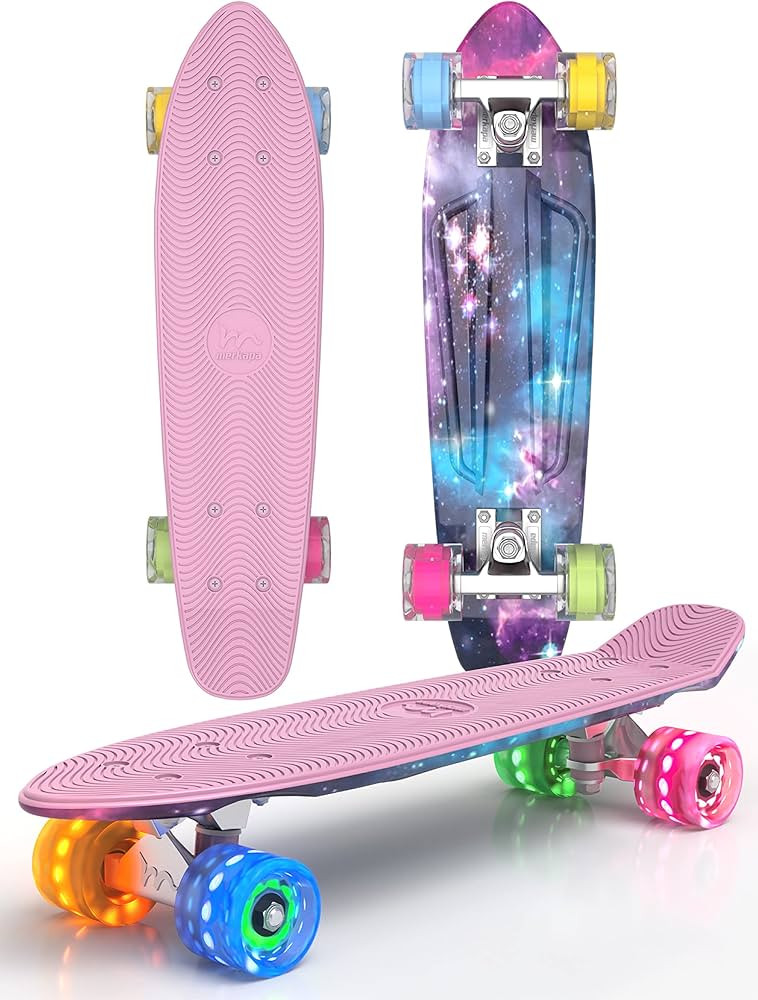 M Merkapa 22" Inch Complete Mini Cruiser Skateboard with Colorful LED Light up Wheels for Beginners  | Amazon (US)