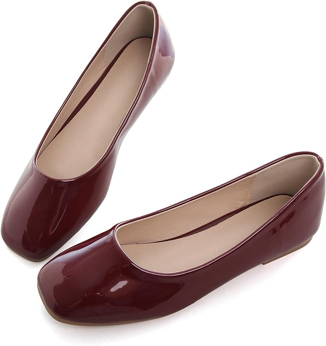 Dear Time Women's Casual Foldable Ballet Flats Square Toe Ballerina Flats Shoes Comfortable | Amazon (US)