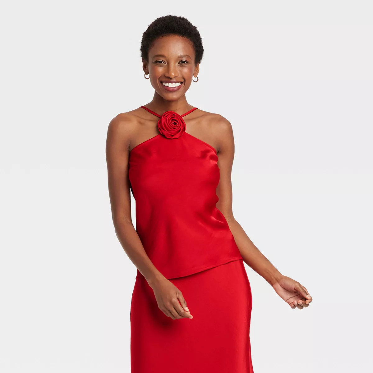 Women's Satin Removable Rosette Halter Top - A New Day™ | Target