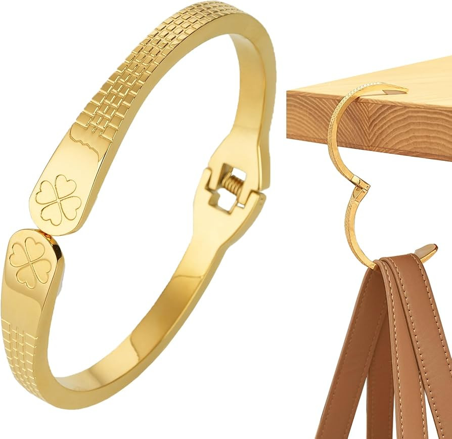 Purse Hook for Table, 18K Gold Plated Mesh Link Bracelet for Women, Holds up to 30 lbs, Portable ... | Amazon (US)