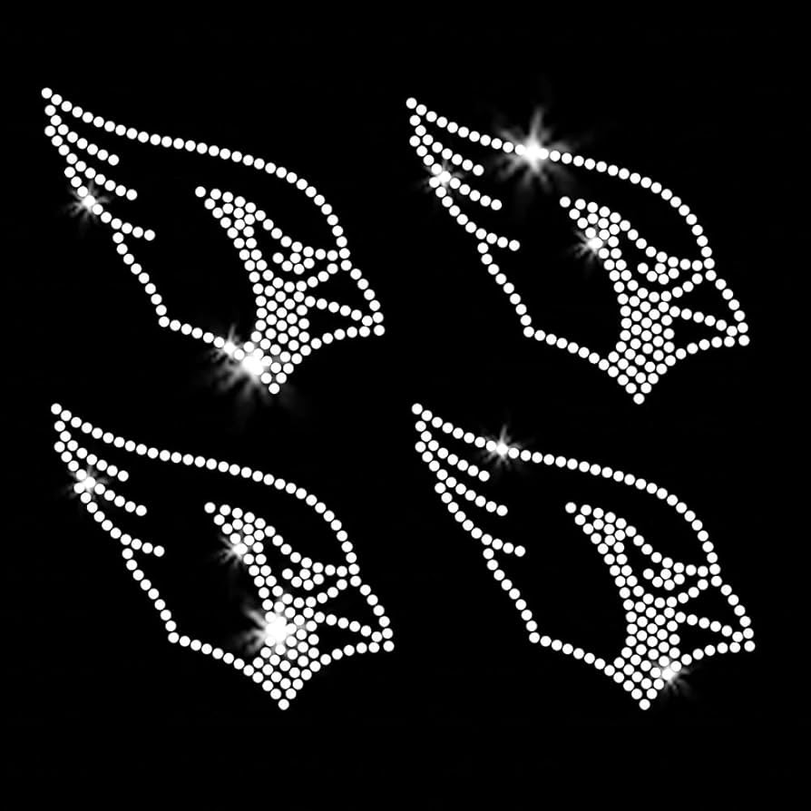 Set of 4 Small Cardinal Blue Jay Head Sparkly Iron-on Rhinestone Crystal T-Shirt Transfer by JCS ... | Amazon (US)