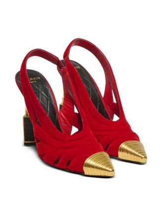 Balmain Women's Lipstick Pumps in Suede Leather and Brass  | Bloomingdale's Shoes | Bloomingdale's (US)