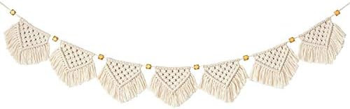 Mkono Macrame Woven Wall Hanging Fringe Garland Banner Bohemian Wall Decor Woven Home Decoration ... | Amazon (US)