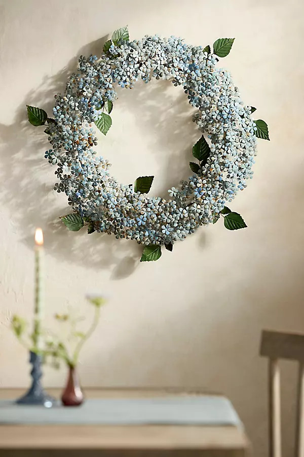Blue Hydrangea Iron Wreath at Terrain