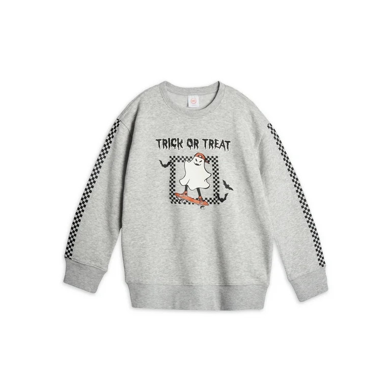 Wonder Nation Boys Halloween Crewneck Sweatshirt, Sizes 4-16 & Husky - Walmart.com | Walmart (US)