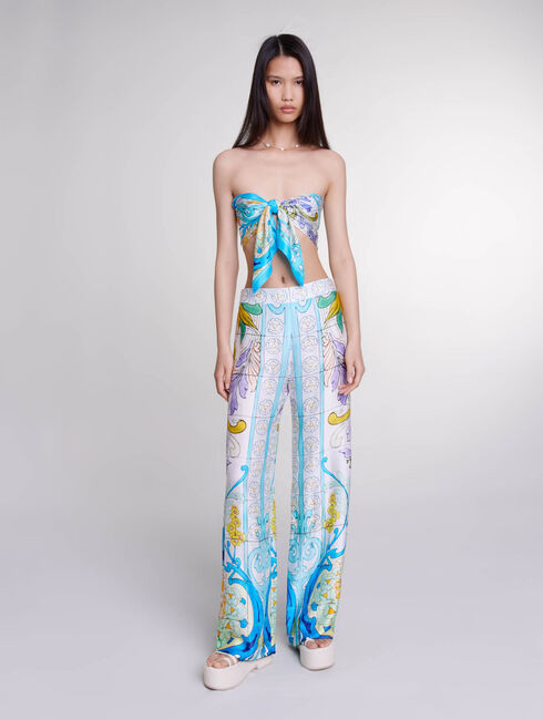 Patterned satin-effect trousers | Maje US | Maje US