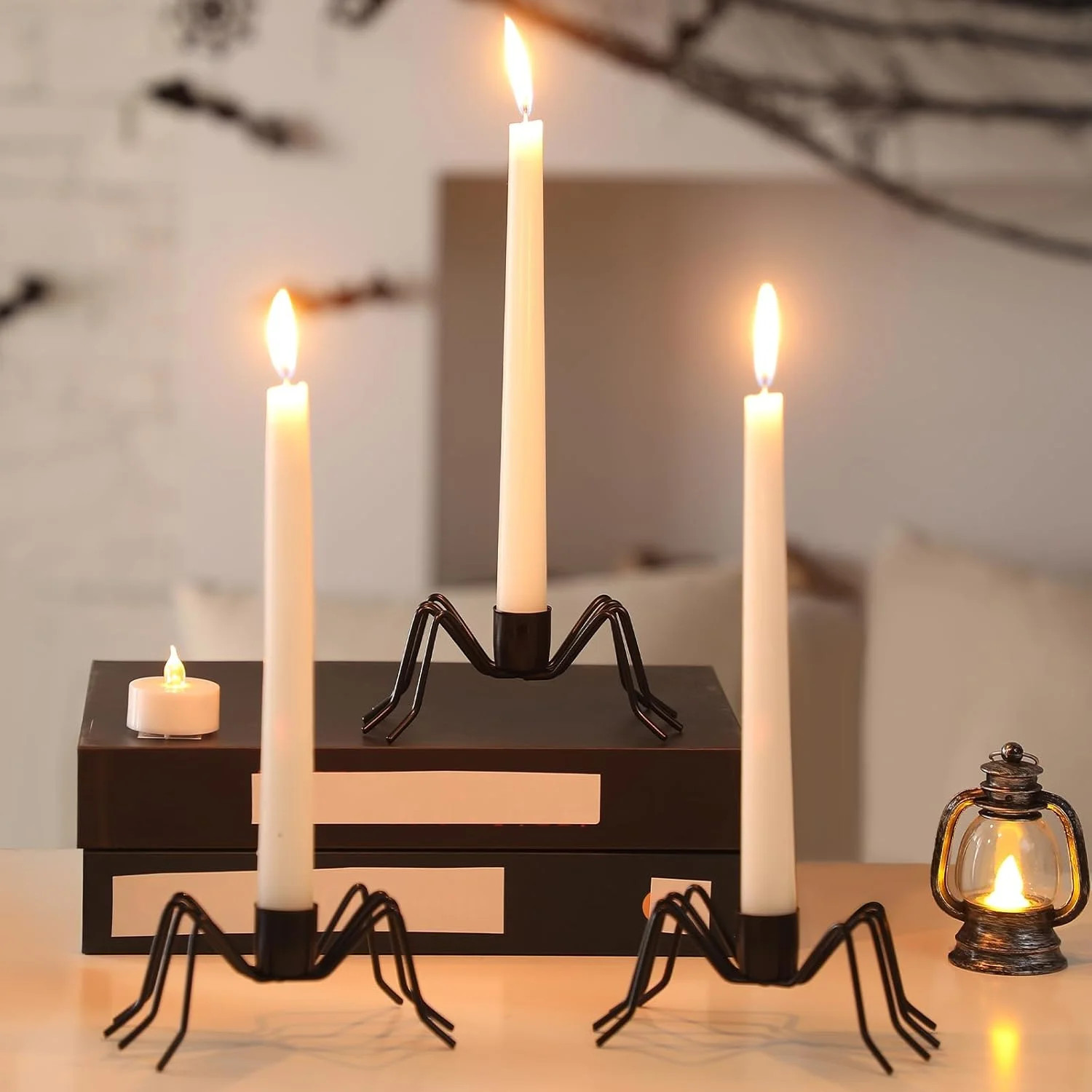laqbezok 3 Pack Spider Candle Holder in Black Color, Halloween Spider Candlestick Holders Spooky ... | Walmart (US)