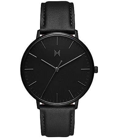 MVMT Men's Legacy Slim Panther Black Leather Strap Watch - Black | Dillard's