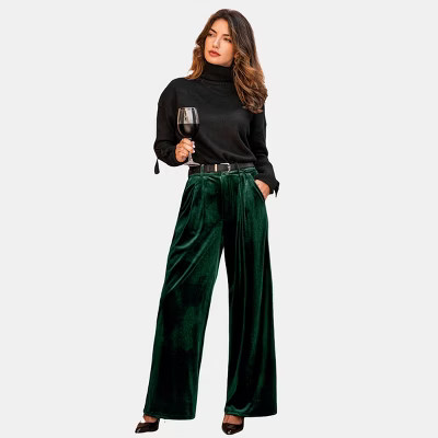Women's Luxurious Velvet Wide-Leg Pants for Sophisticated Evenings - Cupshe | Target