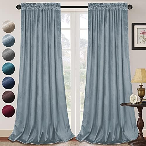 Luxury Velvet Curtains Blackout for Living Room 2 Panels 108 Inches Thick Soft Smooth Room Darken... | Amazon (US)